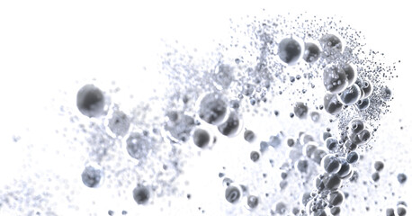 Abstract background of silver bubbles floating in white. Perfect for science, technology, or purity concepts.