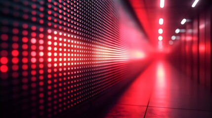 A red wall with a red dot in the middle