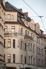 Historic Fountain and Streetscape in Halle (Saale), Germany – Traditional Architecture and Urban Charm