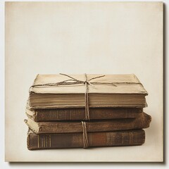 Stack of vintage books cozy library still life warm lighting close-up nostalgia