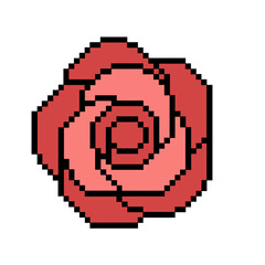 Fototapeta premium Flat design pixel art rose flower illustration