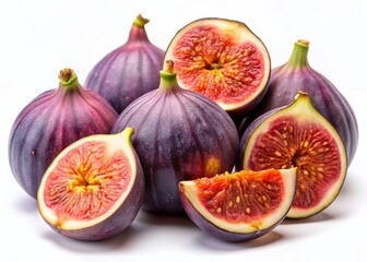 Juicy Ripe Figs Isolated on White: Fresh Summer Fruit Stock Photo
