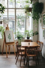 Fototapeta premium Cozy indoor cafe with plants