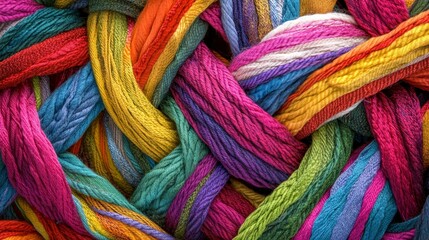 Braided vibrant yarn multicolored texture craft supply