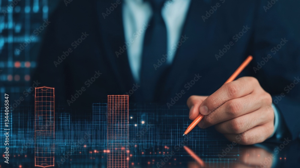 Aufkleber business professional analyzing financial data with digital charts and graphs on a futuristic interf