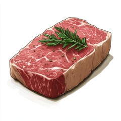 wagyu beef steak icon, line art style