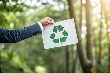 Eco-Friendly Business Concept – Hand Holding Recycling Symbol Sign