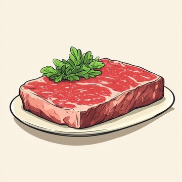 steak on plate with parsley clip art preview