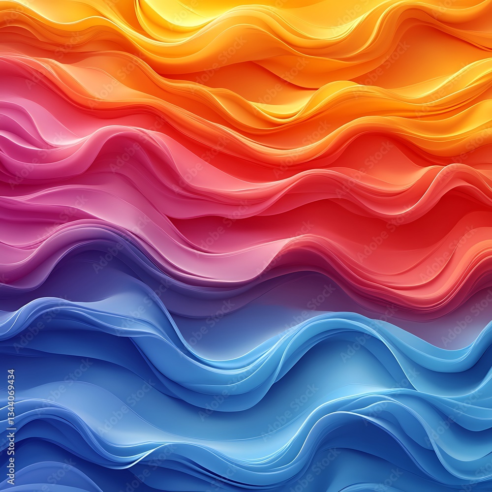 Poster abstract gradient waves background with yellow orange red pink and blue color transitions