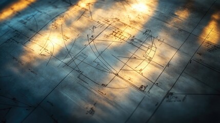 A close-up of hand-drawn structural sketches on an architectural blueprint.