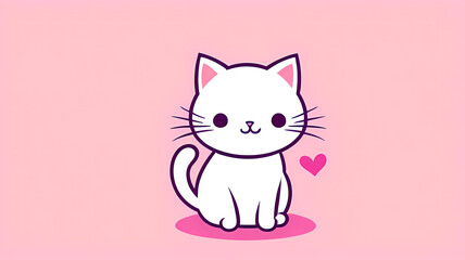 Fototapeta premium Cute kitten cartoon, adorable pet illustration with playful design