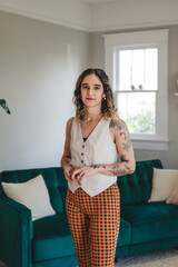 Young woman looking seriously at camera