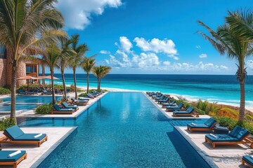 swimming pool in tropical resort