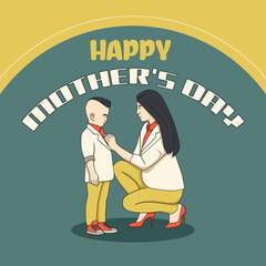Happy Mother's Day Banner with character illustration in vector.