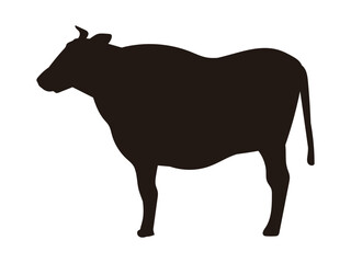 黒い牛のシルエットのイラスト