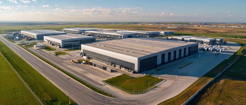 Logistics operations overview industrial park aerial image open space birdseye view supply chain management