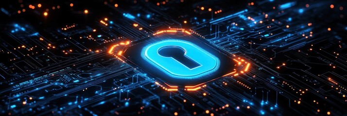 Cyber Security Protection Digital Lock Technology Privacy Encryption Network System Safety Concept
