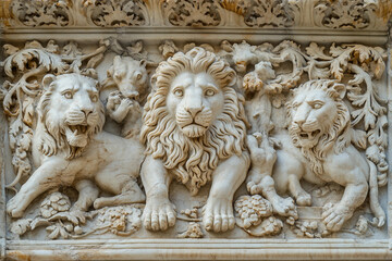 Obraz premium A sculptural bas relief in an architectural setting, generative AI technology
