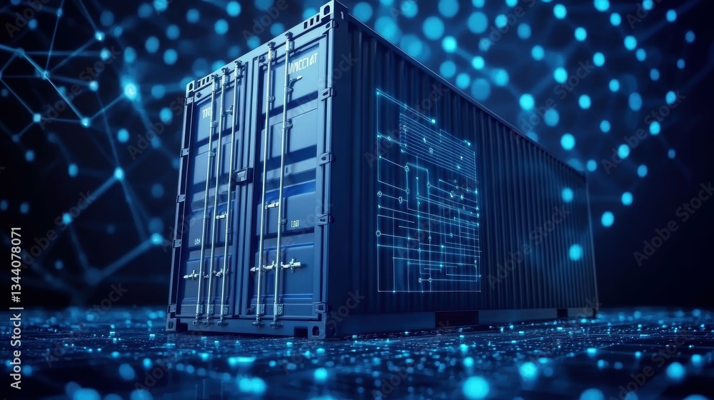Poster smart container technology industrial location iot sensors real-time tracking digital environment in