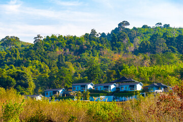 Typical colorful Thai house resort hotel apartments Khao Lak Thailand.