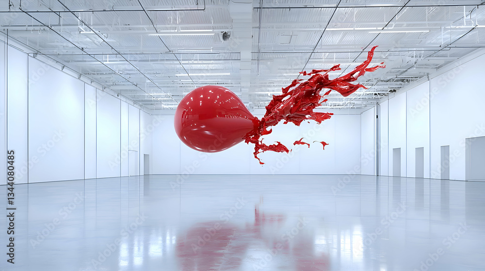 Poster dynamic abstract wave of red and white colors flowing in fluid motion on a dark background