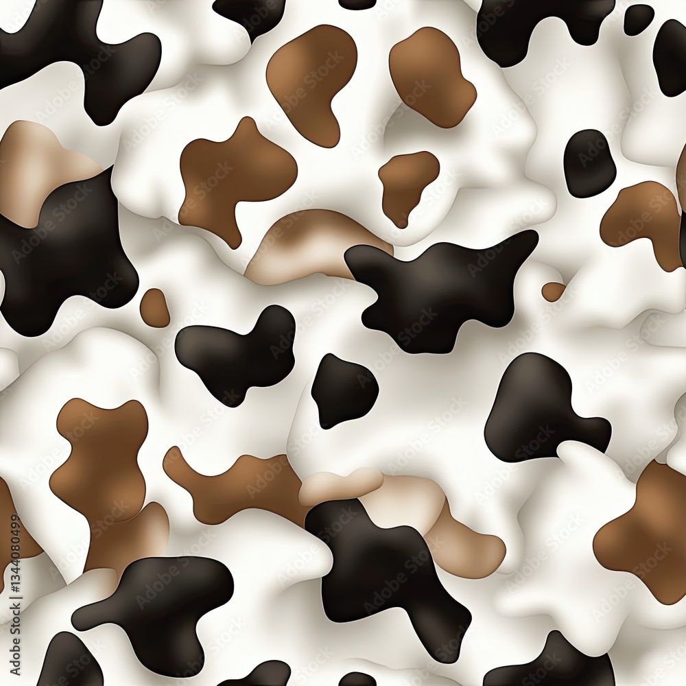 Poster fluffy and soft cow-print pattern with close-up details showcasing black, brown, and white colors th