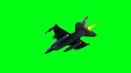 Military fighter jet F-16. green screen isolate