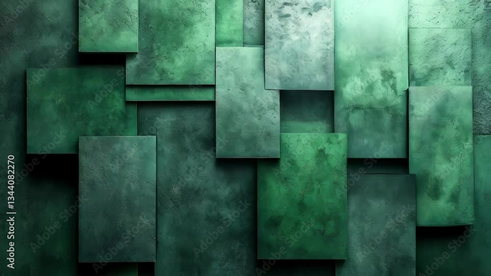 Poster abstract green geometric shapes on a dark background create a modern visual texture and depth