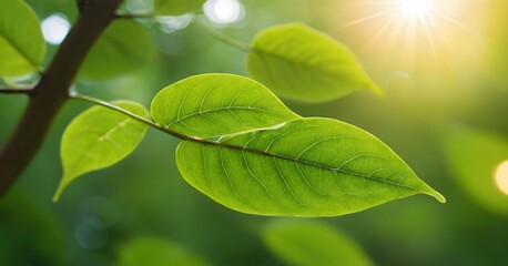 Green Leaves with Sunlight &ndash; Nature Close-Up Photography