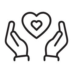 Hands Holding a Heart Symbolising Care and Affection icon, vector illustration