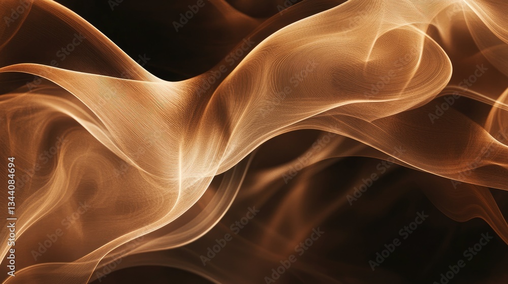 Poster warm earthy smoke waves in deep mocha tones creating a flowing, organic abstract pattern for creativ
