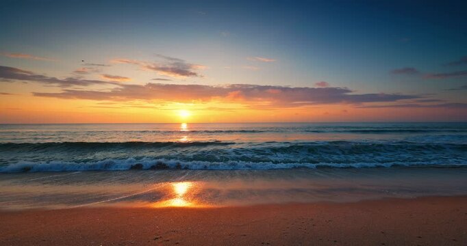 Summer vacation tropical beach sunrise over the sea