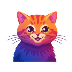 Fototapeta premium Playful Cartoon Cat Illustration with Bright Colors for Childrenâ€™s Books and Cute Design Projects