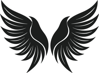 Elegant Angel Wings Silhouette – Mystical and Divine Vector Illustration