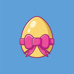 Cute Easter Egg with Ribbon Easter Egg Elements. Vector Cartoon Illustration