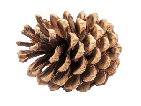 Pine cone brown scales, PNG file isolated on transparent background ,cut out, clipping path, close up, high quality
