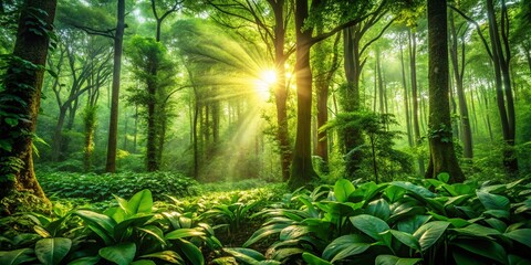 Naklejka premium Lush Green Camouflage Landscape: Hidden Nature's Secret