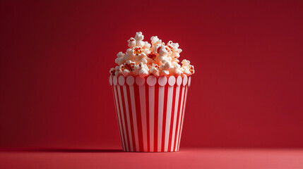  popcorn on crimson red background