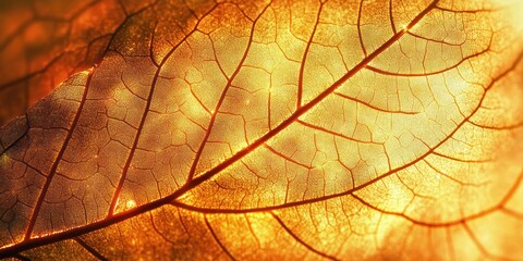 Obraz premium Close-Up of Yellow Elm Leaf Natural Texture in Autumn Aesthetic with Veins and Fall Colors