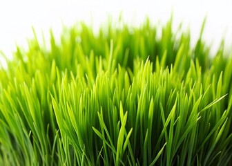 Fototapeta premium Lush Green Grass Tufts Isolated on White Background - Nature Photography Stock Photo