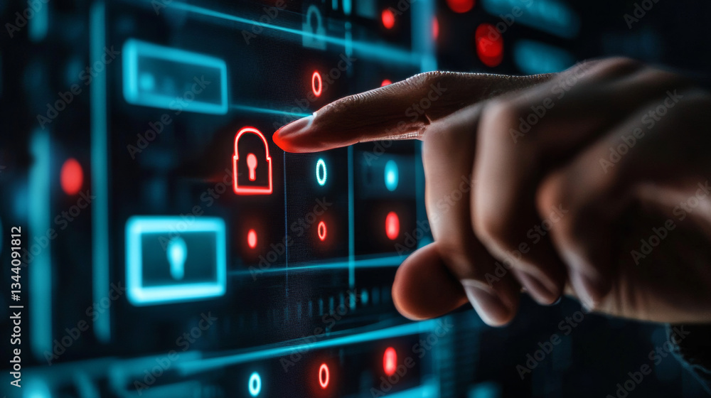 Poster password form with red asterisks and padlock. concept of computer security, account access, privacy 