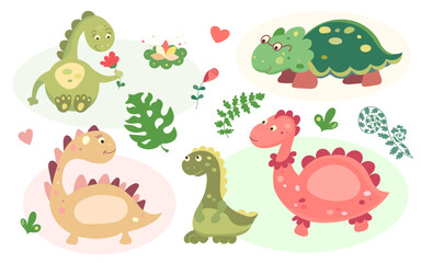 Dinosaurs, characters inhabitants of the ancient world, fantastic animals