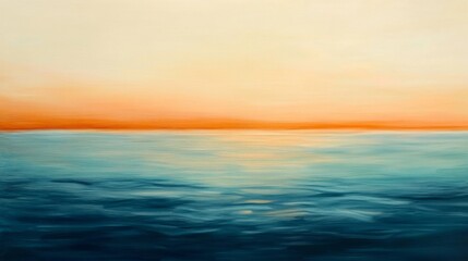 Obraz premium The stillness of the ocean embodied in an abstract orange-to-aquamarine gradient, evoking depth and clarity