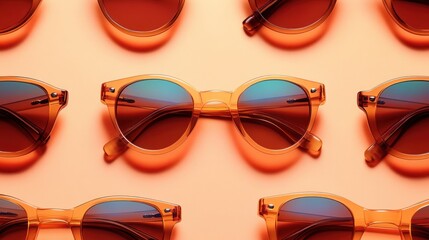 Trendy Orange Sunglasses Pattern Summer Vibes Minimal Aesthetic Peach Color Design Vacation Theme