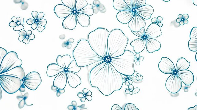 Beautiful blue floral patterns create a serene background perfect for spring decorations and designs