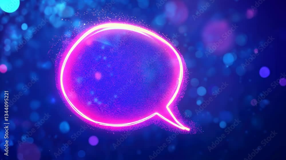 Poster colorful neon speech bubble animation with sparkling background adding vibrance to digital discussio