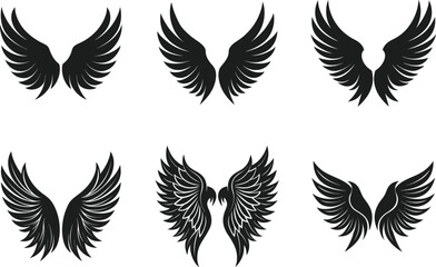 Collection of Angel Wings Silhouettes – Elegant and Versatile Vector Set