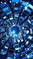 Abstract Digital Tunnel: A Symphony of Blue