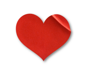 red heart glued sticker mockup isolated
