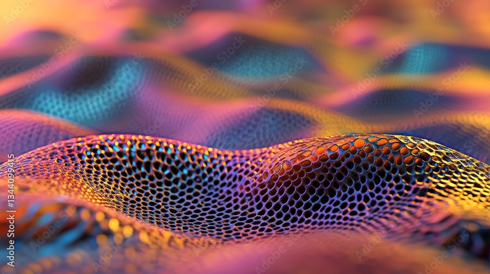 Poster a futuristic concept of 3d technology, symbolizing big data and stock as a complex network of partic